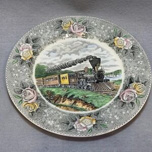 ADAMS England Currier & Ives American Express Train Collector‎ Plate Floral